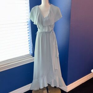 🌿 Show Me Your Mumu Jess Ruffle Midi Dress – Sash Included – EUC